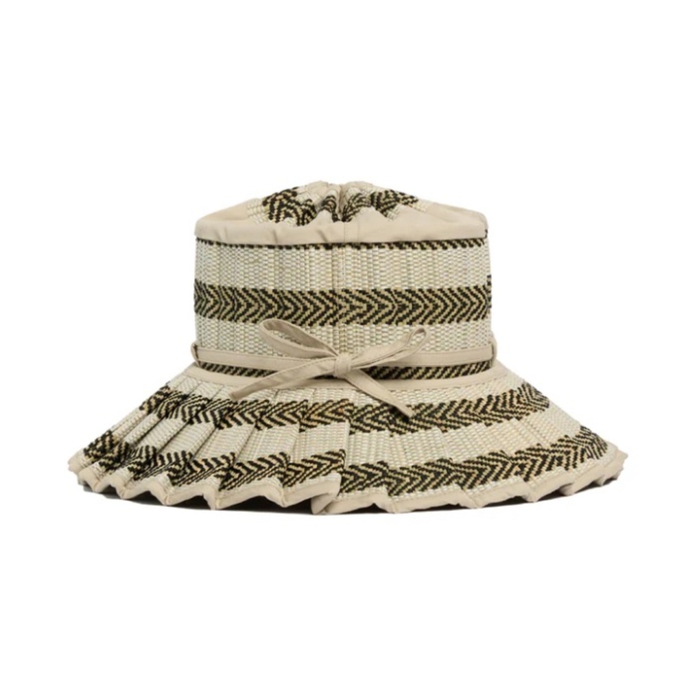 Lorna Murray Woven Stripe Bucket Hat in Beige and Black - Picture 2 of 10